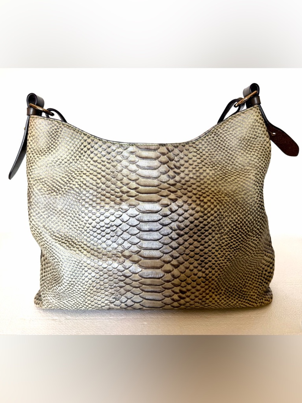 Dooney & Bourke Caldwell Cooper Snakeskin Embossed Leather Hobo Bag - Picture 3 of 8
